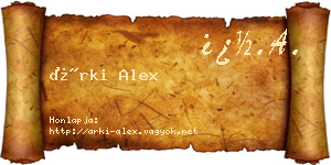 Árki Alex névjegykártya